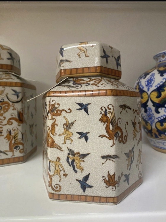 Image 1 of Coppia di vasi decorativi per lo zenzero - stile orientale / cineseria