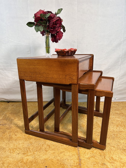 Mid-Century Retro Vintage Teak Nest of Tables by G Plan – 1960 Stylish, Functional & Uniquely Designed with Drawer Detail