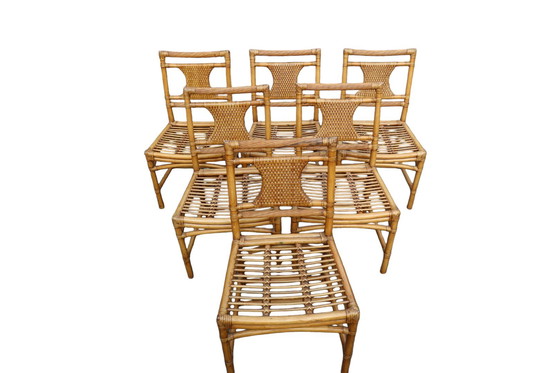 Image 1 of 6 sedie da pranzo in bambù