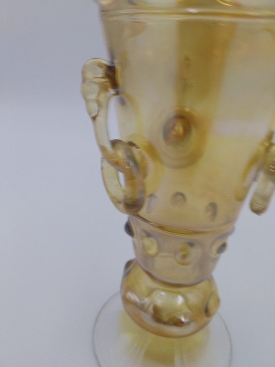 Image 1 of 1 x vaso anular de vidrio amarillo 1900