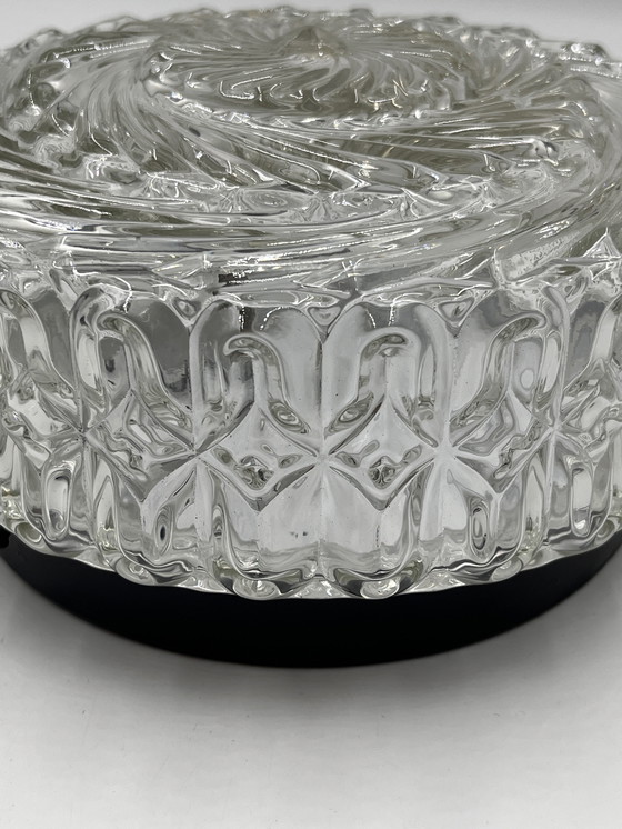 Image 1 of Round Glass Ceiling Light with Relief