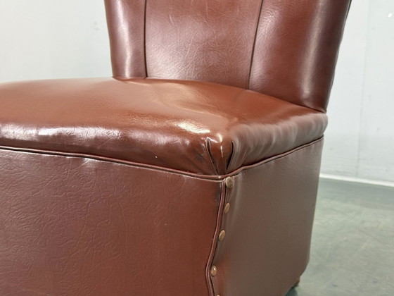 Image 1 of Sillón italiano de cuero sintético de mediados de siglo de la década de 1950