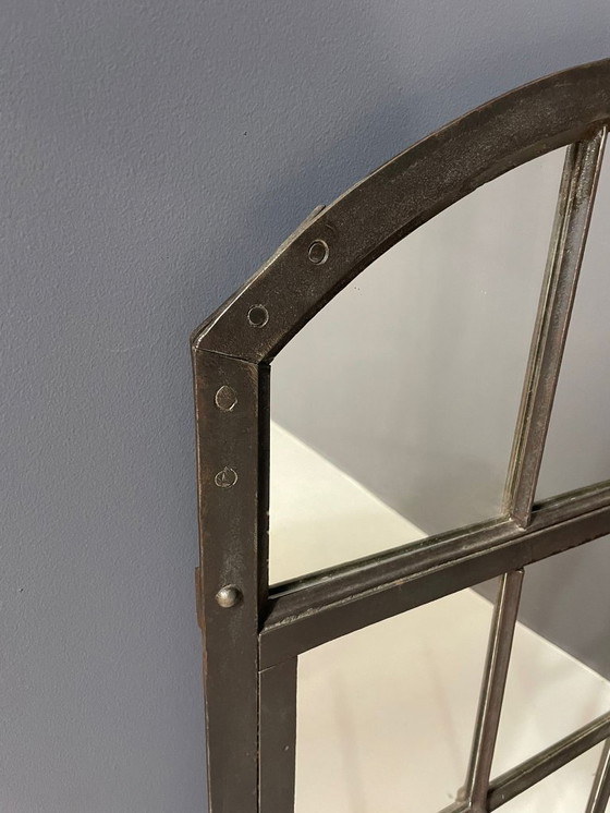 Image 1 of Industrial Iron Mirror with Patina, Czechoslovakia, 1960s