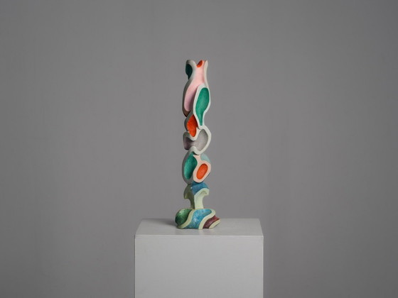 Sculptures Abstraite Polychrome en Bois, Attribuée à Ivan Stoyanov, Bulgarie, 1981 (photo 5 of 10)