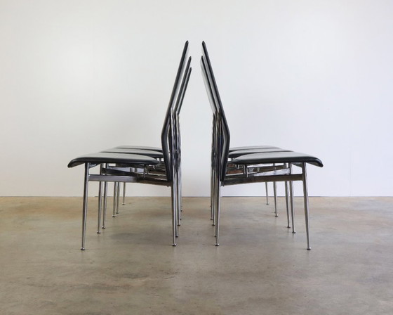 Image 1 of 6 fauteuils en cuir Fasem S44 de Giancarlo Vegni, années 80