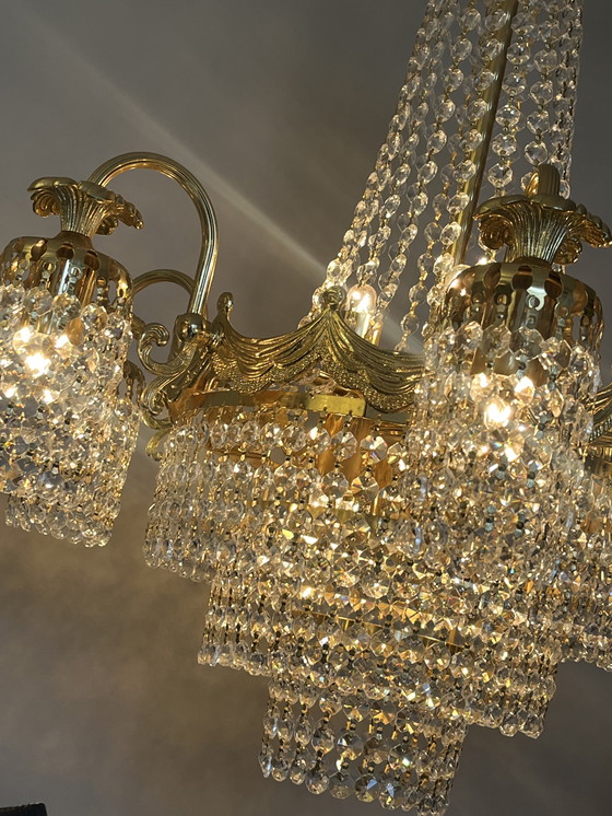 Image 1 of Grande lampadario in cristallo SWAROVSKI foglia oro
