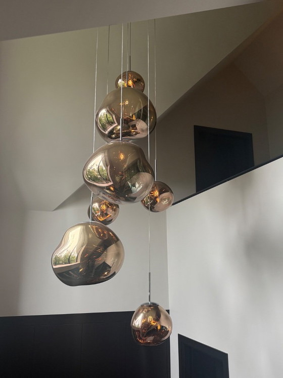 Suspension Melt de Tom Dixon, 4 x Ø 28 cm et 3 x Ø 50 cm, coloris fumé et bronze, douille – Plastic (photo 6 of 9)