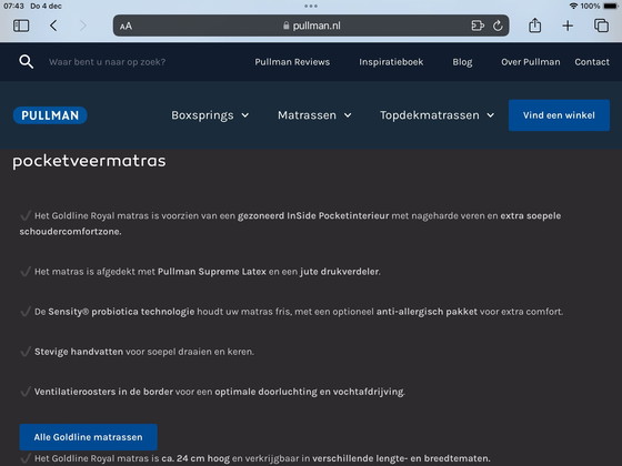 Image 1 of Matelas Pullman Goldline Royale - 90x210