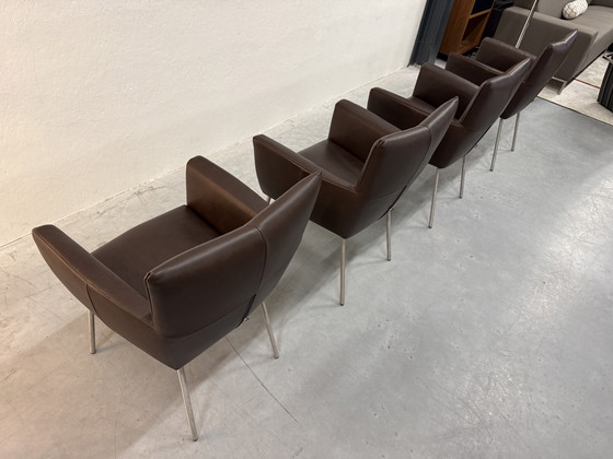 Image 1 of Chaise de salle à manger Moka en cuir chocolat, disponible en stock (4 modèles).