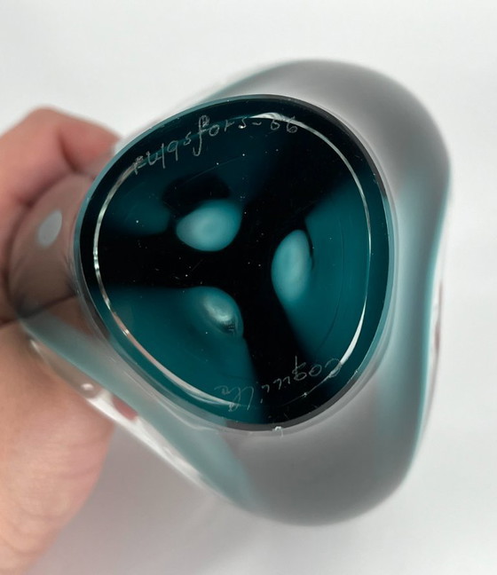 Image 1 of Paul Kedelv für Flygsfors – Muschelvase – Schwedisches Kunstglas 1950er Jahre