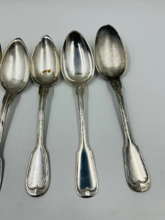 Lot of 6 Silver-Plated Soup Spoons Wiskemann – Cutlery Sets, Metal (photo 5 of 15)