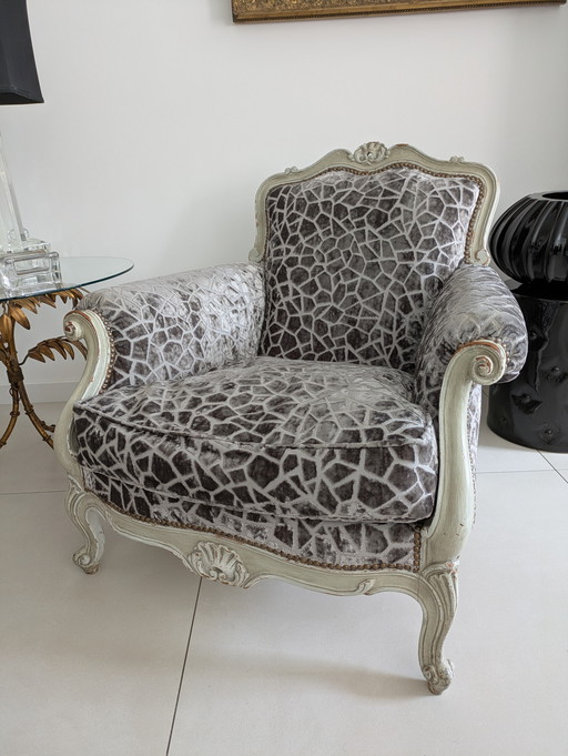 Jolie Paire de Fauteuils Baroques Velours et Bois
