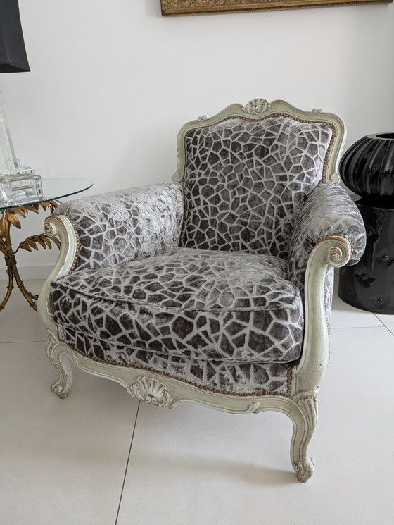 Image 1 of Hübsches Paar Barocksessel aus Velours und Holz