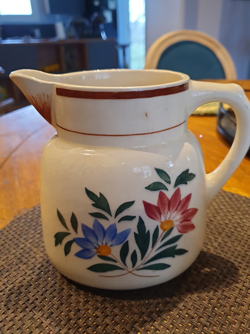 Brocca vintage in ceramica screpolata H B C M Francia