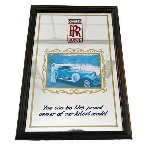 Miroir publicitaire Rolls Royce vintage voiture memorabilia 1970