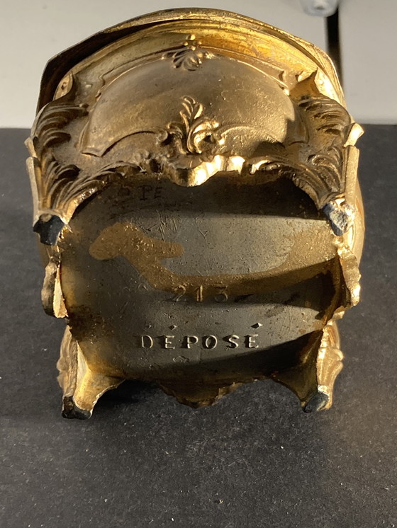 Image 1 of Kleine, antike Schmuckschatulle aus vergoldetem Metall im Stil Louis XV.
