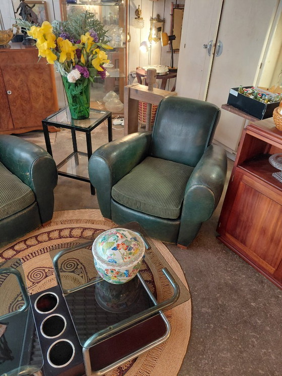 Image 1 of Pair of leather club chairs