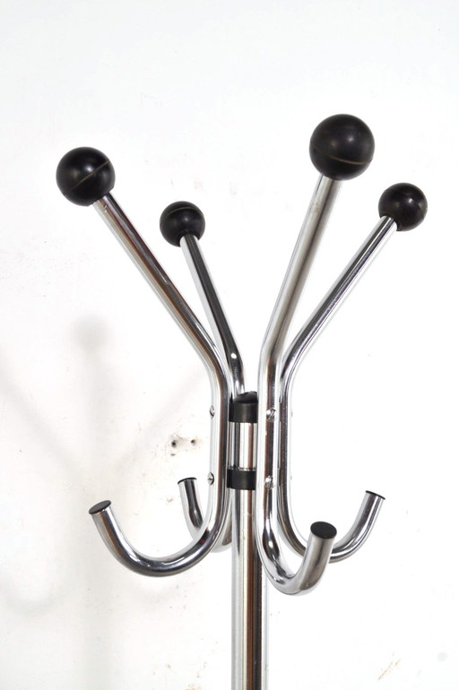 Vintage Chromed Coat Rack With Umbrella Holder 1960s