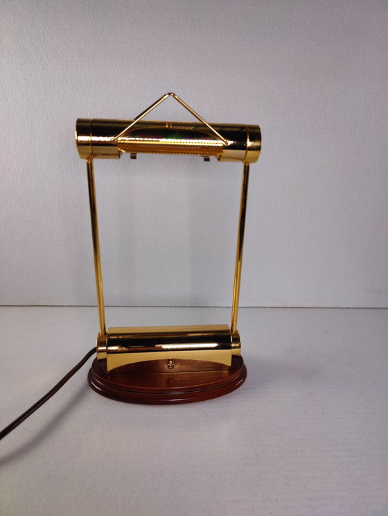 Image 1 of Trapezio banker's lamp by Cattaneo from the 1970s in brass, Italy