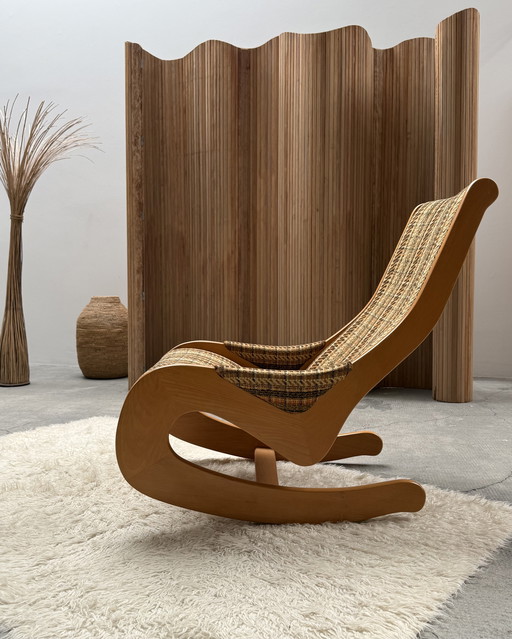 CHAISE À BASCULE CASALA XL LAINE DE HÊTRE BOUCLÉ ​​1960