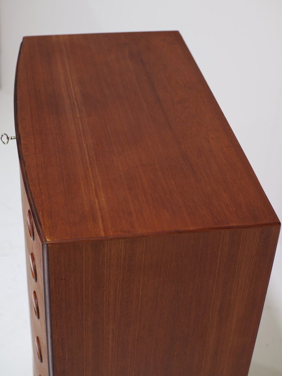 Image 1 of Tall spherical teak chest of drawers Danish vintage 1960s