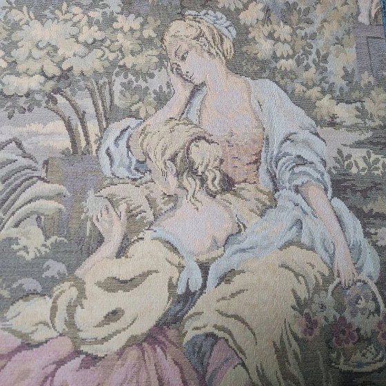 Image 1 of Hand-woven tapestry in a modernist metal frame