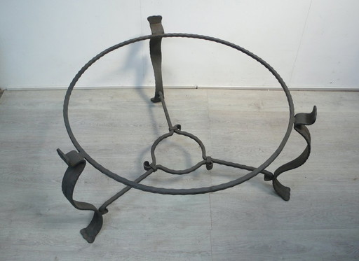 Vintage iron frame round for fire bowls or coffee table made of wrought iron, handmade