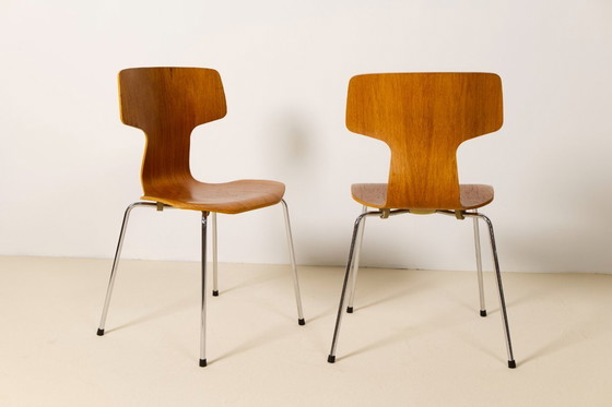 Image 1 of 8x Teak T Chairs by Arne Jacobsen, Fritz Hansen, 1980s