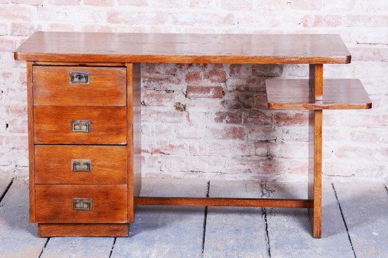 Restored Art Deco Writing Desk, J. Halabala, UP Zavody, Oak, Beech, Czech, 1930s – Jindřich Halabala, Wood (photo 12 of 12)
