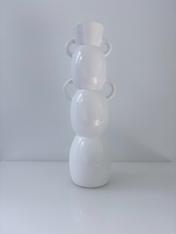 Tall White Design Vase – Modern Organic Shape – Ceramic (photo 4 of 9)