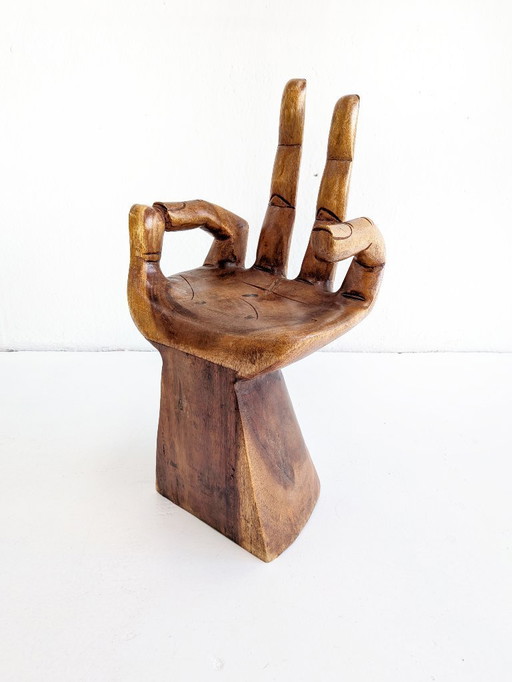 Suar Wood Hand Shaped Side Table 1970s 