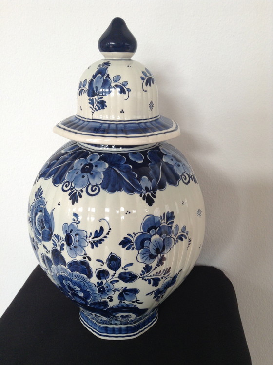 Image 1 of Delfts Blauwe VLS Velsen Holland dekselvaas,  gemberpot, urnvaas