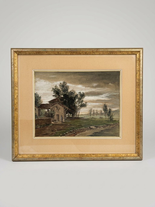 Octave Bellet – Ländliche Szene mit Jäger – Landschaft, Frühes 20. Jahrhundert