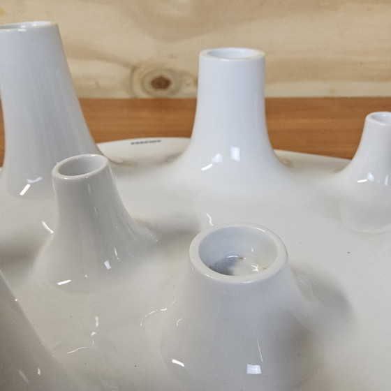 Image 1 of Bougeoir et coupe à fruits en céramique blanche, design Willem Noyons (design néerlandais)