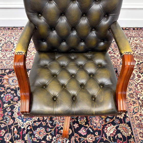 Englischer Wade Chesterfield Bürostuhl – Bürostühle, Leather, Wood (photo 6 of 7)