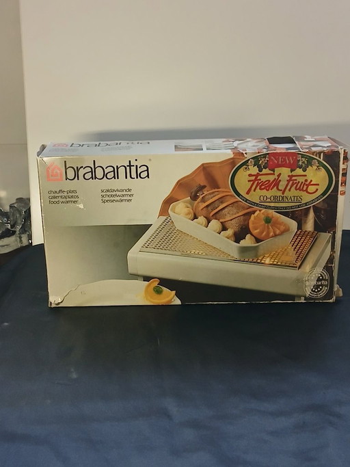 (W011) Chauffe-plats/chauffe-plats vintage Brabantia neuf dans sa boîte avec éteignoirs à flamme
