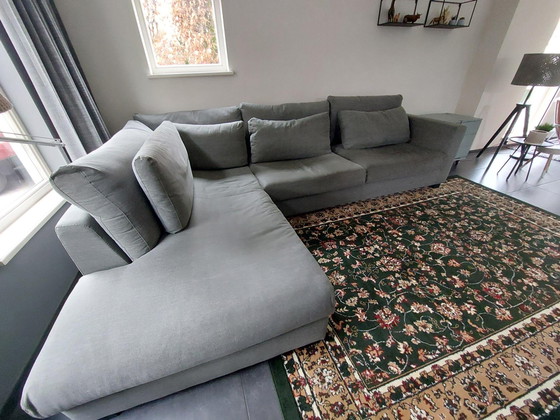 Image 1 of Corner sofa with ottoman in grey-green