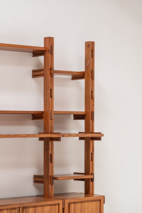 Image 1 of Meuble mural modulaire Galerie l'Orme en orme massif, France 1970