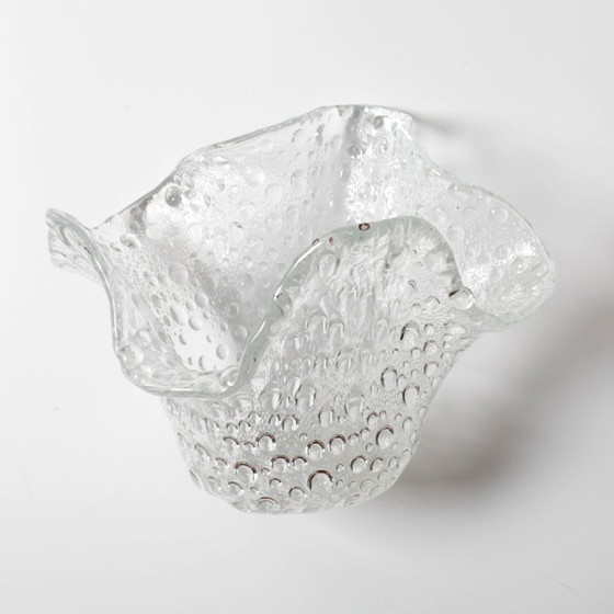 Image 1 of Mid-century Rare Clear Vintage Fazzoletto Glass Vase / Murano / Italy / 1970s
