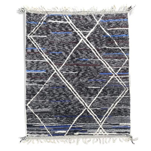 Moroccan Berber Black wool rug 260x380 cm– black abstract tribal carpet – handmade boho decor – Moroccan Carpet for 