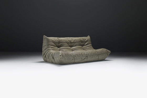 Image 1 of Magnifique Togo original (2011) en cuir kaki par Michel Ducaroy - Ligne Roset