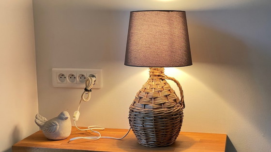 Image 1 of Dame Jeanne vintage rattan lamp