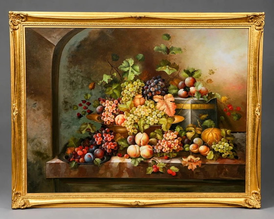 Natura morta con frutta. Olio su tela. Firmata., Dipinti e disegni, Mid Century Modern (foto 7 di 7)