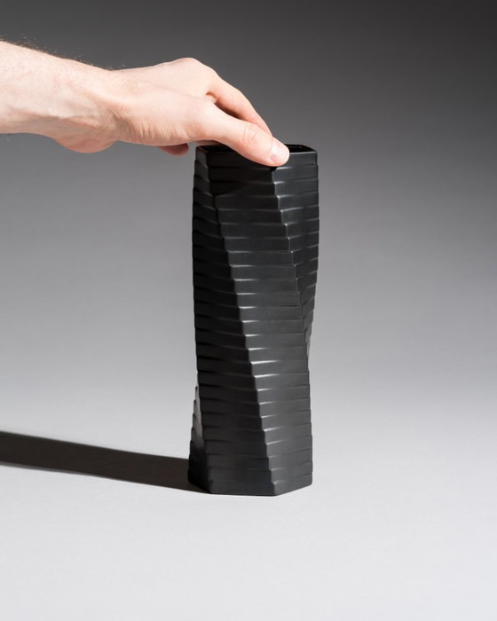 Image 1 of Vintage ROSENTHAL WERNER UHL Vase Duo Bisque Porcelaine Noire PISA 20 cm & 23 cm