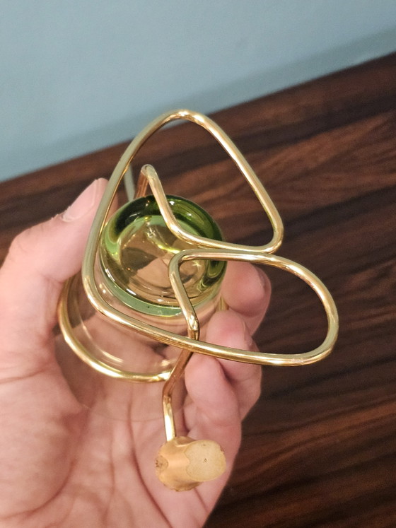 Vintage Snackrekje Groen Glaas Messing Houder – Glazen & Karaffen, Glass (photo 4 of 5)