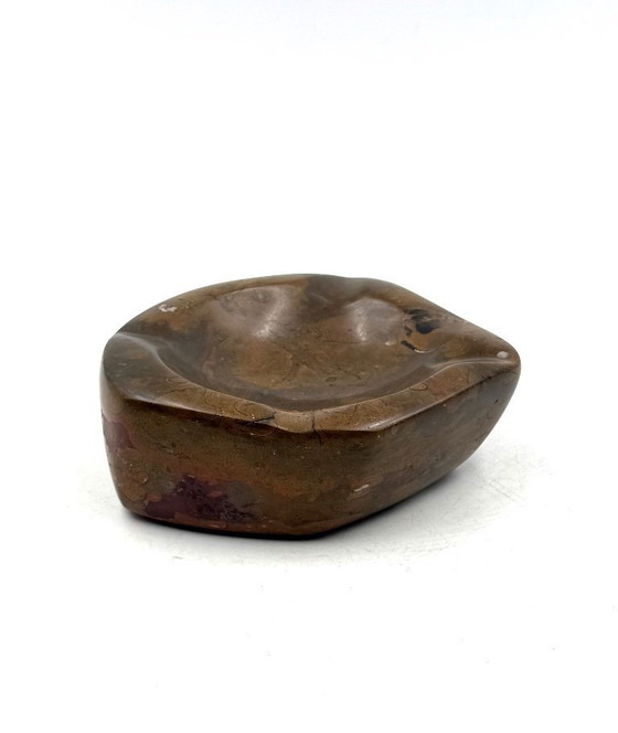 Image 1 of Luxury fossil brown marble ashtray bowl, France 1970s