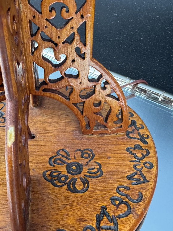 Image 1 of Lampe bois ajouré style exotique années 60