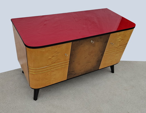 Vintage chest of drawers with 2 side doors + 1 up-and-over door