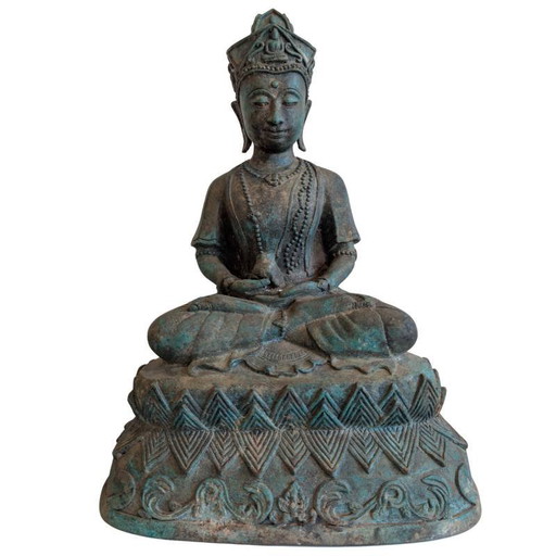 Khmer Lokeshvara (Avalokiteshvara) con kundika – bodhisattva in bronzo, lotto 150