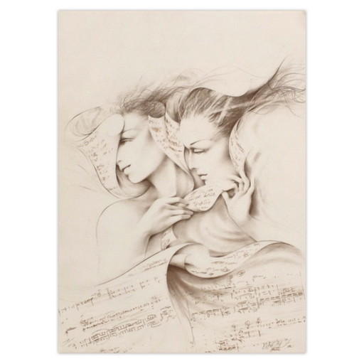 Gérard DARAN Duo (ocre) Signed lithograph 1990